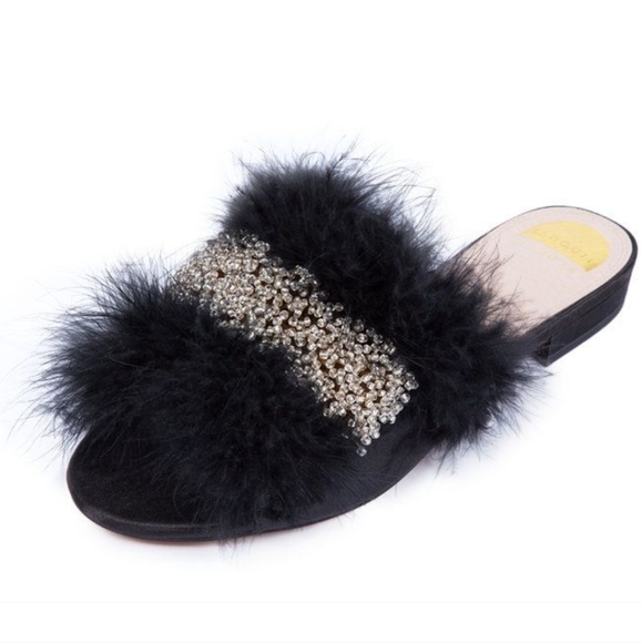 Eloquii Feather Beaded Slides 10 wide - Picture 2 of 9